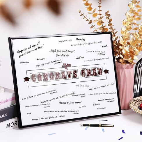 OBUSATT 2024 Graduation Decorations Class of 2024 Signature Board Frame Red Grad Guest Book Alternatives Graduation Keepsake for Party Supplies Graduation Gift Signing Card 12 x 17in Sign Poster in Saudi Arabia