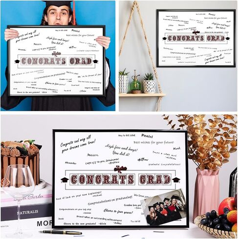 OBUSATT 2024 Graduation Decorations Class of 2024 Signature Board Frame Red Grad Guest Book Alternatives Graduation Keepsake for Party Supplies Graduation Gift Signing Card 12 x 17in Sign Poster in Saudi Arabia