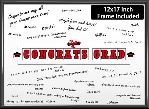 OBUSATT 2024 Graduation Decorations Class of 2024 Signature Board Frame Red Grad Guest Book Alternatives Graduation Keepsake for Party Supplies Graduation Gift Signing Card 12 x 17in Sign Poster in Saudi Arabia