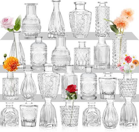 Glass Bud Vase Set of 24 - Small Vases for Flowers, Clear Bud Vases in Bulk, for Centerpieces, Mini Vintage Vase for Wedding Home Table Decor in Saudi Arabia