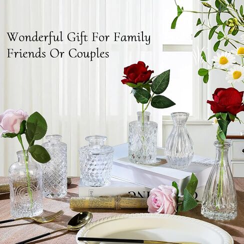 Glass Bud Vase Set of 24 - Small Vases for Flowers, Clear Bud Vases in Bulk, for Centerpieces, Mini Vintage Vase for Wedding Home Table Decor in Saudi Arabia