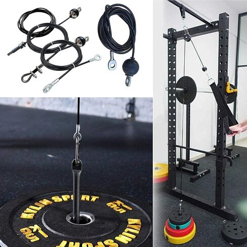 كابل بكرة اللياقة البدنية 118/157 / 197/236 بوصة، كابل بديل منسدل LAT سميك 6 مم لملحقات آلة كابل نظام البكرة، حبل سلك فولاذي مطلي بالبولي يوريثان مع كرة سدادة in Kuwait