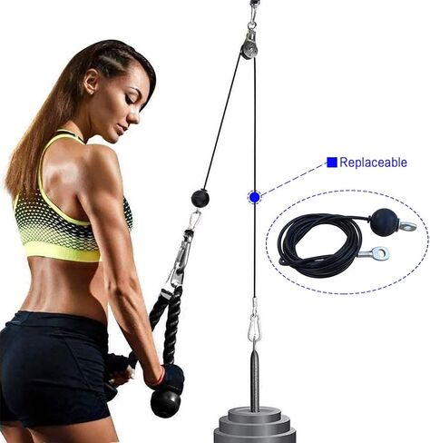 كابل بكرة اللياقة البدنية 118/157 / 197/236 بوصة، كابل بديل منسدل LAT سميك 6 مم لملحقات آلة كابل نظام البكرة، حبل سلك فولاذي مطلي بالبولي يوريثان مع كرة سدادة in Kuwait