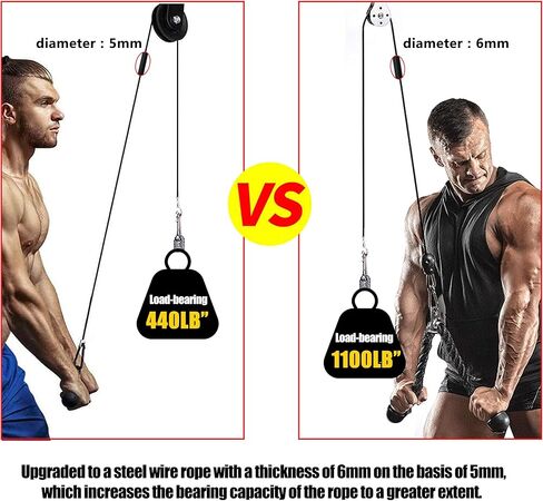 كابل بكرة اللياقة البدنية 118/157 / 197/236 بوصة، كابل بديل منسدل LAT سميك 6 مم لملحقات آلة كابل نظام البكرة، حبل سلك فولاذي مطلي بالبولي يوريثان مع كرة سدادة in Kuwait