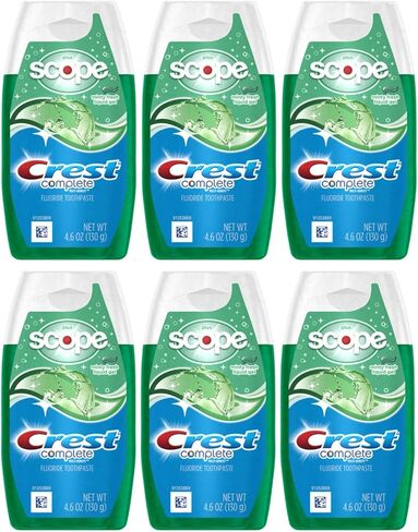 Crest Complete Plus Scope 3-in-1 Teeth Whitening Liquid Gel Toothpaste 4.6 Ounce (Pack of 6) in Saudi Arabia