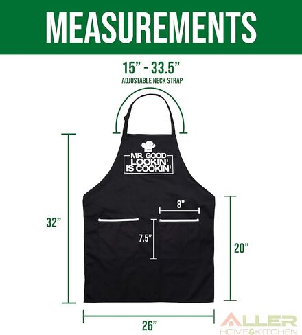 ALLER HOME&KITCHEN Funny Apron for Men, 2 Large Pockets One Size Fits All Chef Apron for Grilling, Cooking, BBQ Accessories in Saudi Arabia