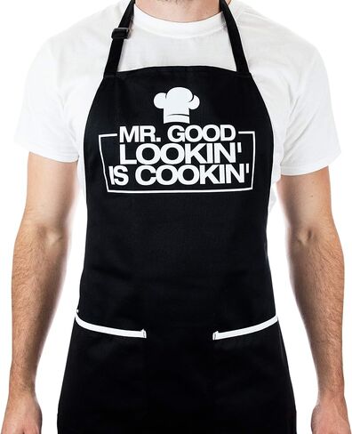 ALLER HOME&KITCHEN Funny Apron for Men, 2 Large Pockets One Size Fits All Chef Apron for Grilling, Cooking, BBQ Accessories in Saudi Arabia
