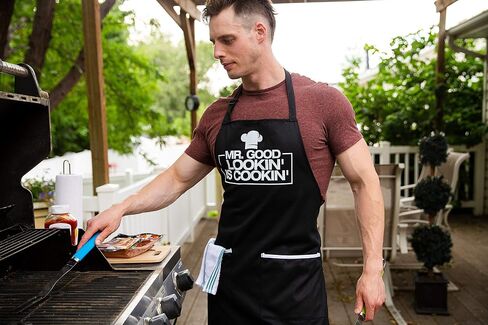 ALLER HOME&KITCHEN Funny Apron for Men, 2 Large Pockets One Size Fits All Chef Apron for Grilling, Cooking, BBQ Accessories in Saudi Arabia
