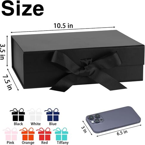 5 عبوات من علب الهدايا الكبيرة مع أغطية، علب هدايا مغناطيسية مقاس 13 × 9 × 4 بوصة مع غطاء وشريط للهدايا، لعيد الميلاد، وعيد الأم، وأعياد الميلاد، وهدايا الزفاف، وهدايا حفلات الزفاف (أبيض) in Kuwait