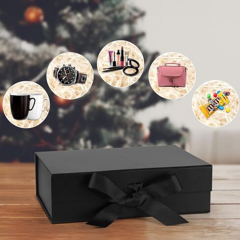 5 عبوات من علب الهدايا الكبيرة مع أغطية، علب هدايا مغناطيسية مقاس 13 × 9 × 4 بوصة مع غطاء وشريط للهدايا، لعيد الميلاد، وعيد الأم، وأعياد الميلاد، وهدايا الزفاف، وهدايا حفلات الزفاف (أبيض) in Kuwait