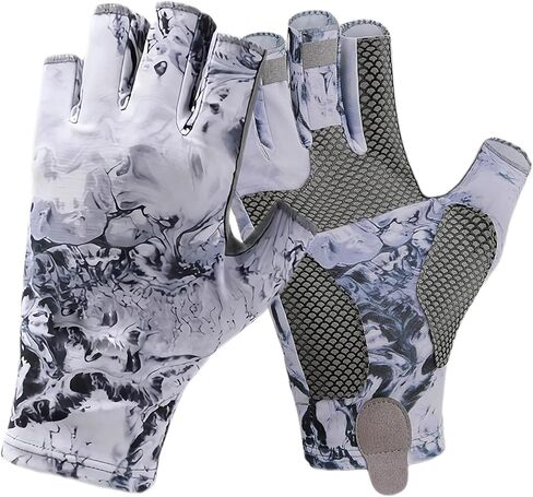 قفازات الصيد UPF50+ قفازات الشمس، قفازات للحماية من الأشعة فوق البنفسجية بدون أصابع للرجال والنساء لصيد الأسماك الطائرة، والإبحار، والمشي لمسافات طويلة، والتجديف، والتجديف، والتجديف، والتجديف، والقيادة، والصيد، وإكسسوارات صيد الأسماك in Kuwait
