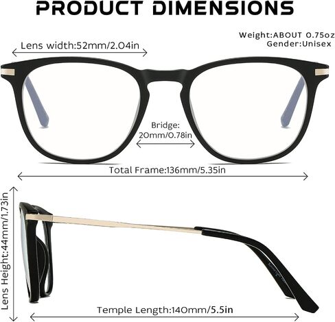 Blue Light Blocking Glasses Lightweight Computer Glasses Gaming/Phones Eyeglases for Women Men, Non-prescription in Saudi Arabia