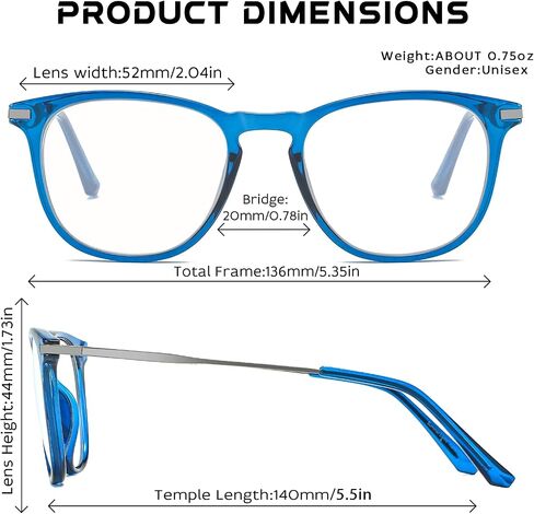 Blue Light Blocking Glasses Lightweight Computer Glasses Gaming/Phones Eyeglases for Women Men, Non-prescription in Saudi Arabia