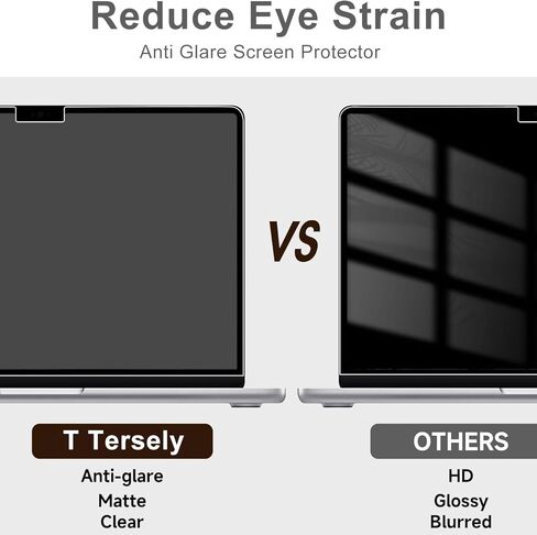 【عبوة من قطعتين】واقي شاشة Tersely Matte لجهاز Macbook Air 15 بوصة 2023 (شريحة M2، موديل A2941)، مع شاشة عرض شبكية سائلة مقاس 15.3 بوصة، طبقة واقية ممتازة مضادة للوهج (غير لامعة) PET، تغطية كاملة - غير لامع in Kuwait
