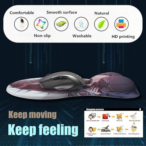Nakano Miku Anime 3D Mouse Pad, The Quintessential Quintuplets Silicone Gel Wrist Rest Support Ergonomic Oppai Mousepads Gaming Mice Pad for Otaku's Gift in Saudi Arabia