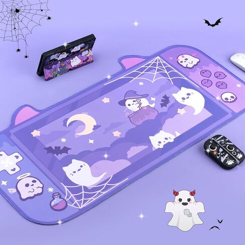 لوحة ماوس Ghost Night - قاعدة مكتبية مطاطية كبيرة غير قابلة للانزلاق للوحة المفاتيح والماوس، لوحة ماوس الألعاب، لوحة مفاتيح الكمبيوتر المحمول، حصيرة ألعاب كبيرة in Kuwait
