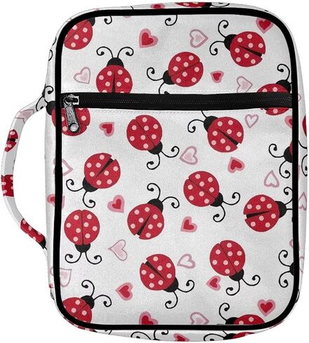 Red Ladybug Bible Cover for Women Girls Bible Case Polyester Bible Book Carrying Case Tote Handle Bag for Bible Study/Daily Use in Saudi Arabia