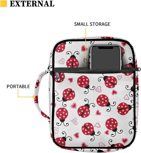 Red Ladybug Bible Cover for Women Girls Bible Case Polyester Bible Book Carrying Case Tote Handle Bag for Bible Study/Daily Use in Saudi Arabia