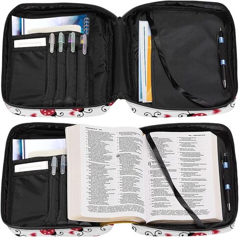 Red Ladybug Bible Cover for Women Girls Bible Case Polyester Bible Book Carrying Case Tote Handle Bag for Bible Study/Daily Use in Saudi Arabia