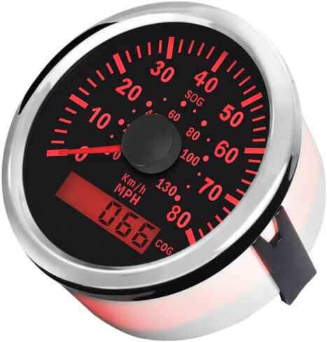 مجموعة قياس السرعة ELING 85 مم مقاومة للماء 80 ميل في الساعة GPS مع دورة للتزلج البحري مع إضاءة خلفية 12 24 فولت (يظهر LED الدورة وليس عداد المسافات) in Kuwait