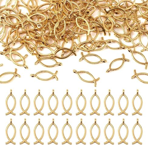 Craftdady Golden Elephant Lucky Pendants - Antique Gold Jesus Fish Vintage Buddhist Leaf Evil Eye Dangle Necklace Earring Charms for DIY Craft Jewelry Making in Saudi Arabia