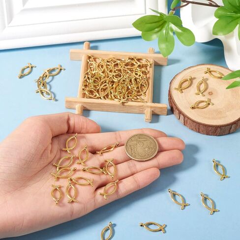 Craftdady Golden Elephant Lucky Pendants - Antique Gold Jesus Fish Vintage Buddhist Leaf Evil Eye Dangle Necklace Earring Charms for DIY Craft Jewelry Making in Saudi Arabia