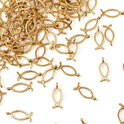 Craftdady Golden Elephant Lucky Pendants - Antique Gold Jesus Fish Vintage Buddhist Leaf Evil Eye Dangle Necklace Earring Charms for DIY Craft Jewelry Making in Saudi Arabia