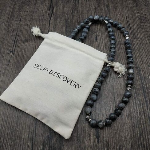 سوار اليوغا مالا 108 خرز طبيعي مع حلية اللوتس (لابرودرايت) in Kuwait