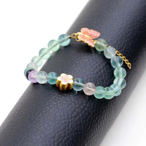 سوار فلوريت ملون قابل للتعديل مع فراشة حمراء وزهر الكرز الوردي مجوهرات أنيقة للنساء والفتيات هدية عيد ميلاد عيد الحب in Kuwait