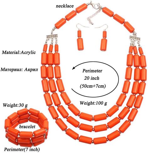 Handmade Multi-Layer Acrylic Bead Strand Bib Choker Cluster with Necklace Bracelet and Earrings Set for Women Lady Necklace Bracelet Earrings Women Jewelry Set in Saudi Arabia