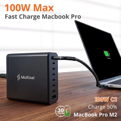 شاحن USB C بقوة 240 وات، محطة شحن USB C بـ 8 منافذ لسطح المكتب، شاحن كمبيوتر محمول USB C بقدرة 100 وات متوافق مع MacBook Pro/Air، iPads، Samsung Galaxy Note، iPhone 14/13/12 Mini/Pro/Pro Max in Kuwait