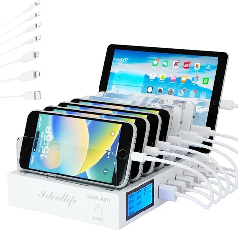 Charging Station for Multiple Devices for 7 Ports Fast USB Charger with Type C PD20W QC3.0, Fast Desktop Docking Station Compatible with iPhone ipad Samsung Smart Phones in Saudi Arabia