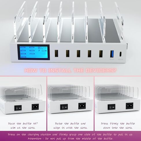 Charging Station for Multiple Devices for 7 Ports Fast USB Charger with Type C PD20W QC3.0, Fast Desktop Docking Station Compatible with iPhone ipad Samsung Smart Phones in Saudi Arabia