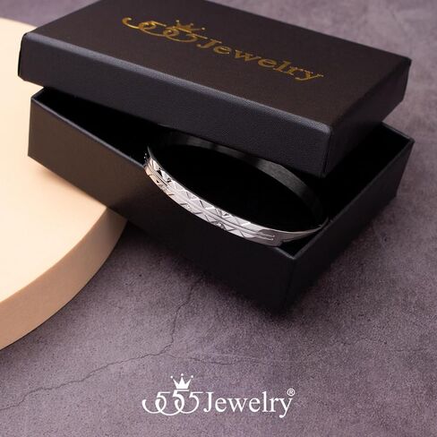 555Jewelry Cubic Zirconia Bangle Bracelets for Women, Stainless Steel Men Bracelet, Zigzag Patterned Best Friend Bracelet in Saudi Arabia