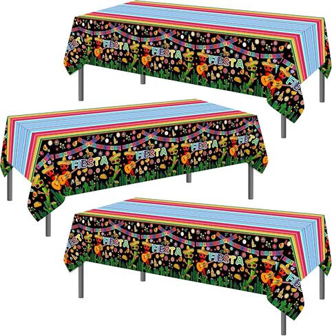 phogary 3pcs مفرش المائدة المكسيكي فييستا لديكورات الحفلات المكسيكية الفلفل الحار مفرش المائدة ديكورات الحفلات لعيد ميلاد تاكو ليلة سينكو دي مايو تحت عنوان احتفال استحمام الطفل in Saudi Arabia