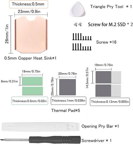 Steam Deck SSD Heatsink Thermal Pad: Haojiaho M.2 2230 NVME SSD Copper Heat Sink with Cooling Thermal Pads for Steam Deck 2230 SSD, SabrentRocket 2230, Rog Ally ssd, Back Cover Opening Tools in Saudi Arabia