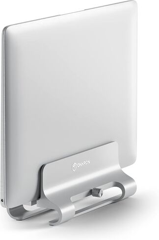 حامل كمبيوتر محمول عمودي من ONKRON للمكتب متوافق مع أجهزة الكمبيوتر المحمول MacBook Pro Air وHP وDell مقاس 10-15.8 بوصة - حامل عمودي MacBook قابل للتعديل - حامل تبريد للكمبيوتر المحمول من الألومنيوم (DN02) فضي in Kuwait