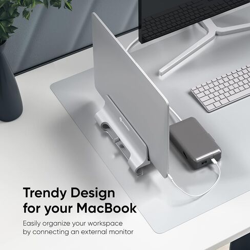 حامل كمبيوتر محمول عمودي من ONKRON للمكتب متوافق مع أجهزة الكمبيوتر المحمول MacBook Pro Air وHP وDell مقاس 10-15.8 بوصة - حامل عمودي MacBook قابل للتعديل - حامل تبريد للكمبيوتر المحمول من الألومنيوم (DN02) فضي in Kuwait