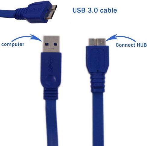 4 Port and 7 Port USB 3.0 Hub for You Choose Adapter Included High Speed 1.97feet USB Data Cable Each USB Port LED Design 5V Power Portable Data Hub Lightweight Strip Design (White 4 Port) in Saudi Arabia
