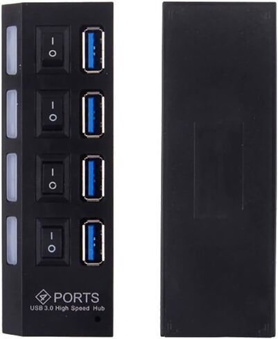 4 Port and 7 Port USB 3.0 Hub for You Choose Adapter Included High Speed 1.97feet USB Data Cable Each USB Port LED Design 5V Power Portable Data Hub Lightweight Strip Design (White 4 Port) in Saudi Arabia