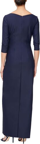 Alex Evenings Women's Slimming Long ¾ Sleeve Side-Ruched Dress-Elegant Compression Fabrication for a Flattering Fit in Saudi Arabia