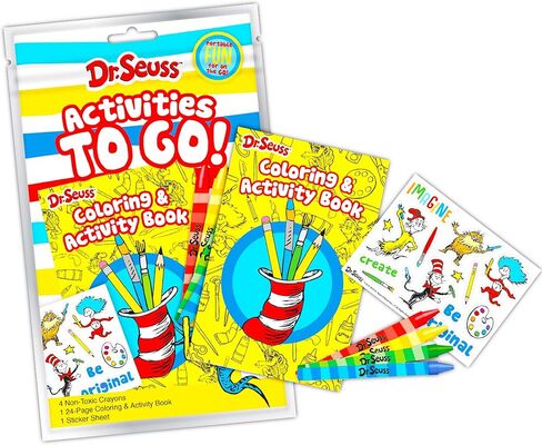 مجموعة دكتور سوس الفنية للأطفال الصغار من عمر 2 إلى 4 سنوات - مجموعة الفنون والحرف الفاخرة للأطفال الصغار مع حقيبة سفر وأختام وملصقات ووسادة فنان والمزيد in Kuwait