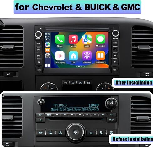 ستيريو راديو السيارة Android 12 لسيارة GMC Sierra Yukon، شيفروليه بويك تشيفي سيلفرادو، Carplay اللاسلكي وAndroid Auto 2G+64G بلوتوث/التحكم الصوتي/GPS/WiFi/SWC/FM، وحدة رأس شاشة تعمل باللمس IPS مقاس 7 بوصة in Kuwait