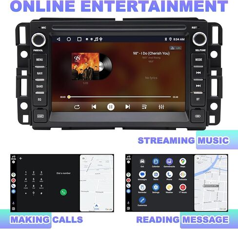 ستيريو راديو السيارة Android 12 لسيارة GMC Sierra Yukon، شيفروليه بويك تشيفي سيلفرادو، Carplay اللاسلكي وAndroid Auto 2G+64G بلوتوث/التحكم الصوتي/GPS/WiFi/SWC/FM، وحدة رأس شاشة تعمل باللمس IPS مقاس 7 بوصة in Kuwait