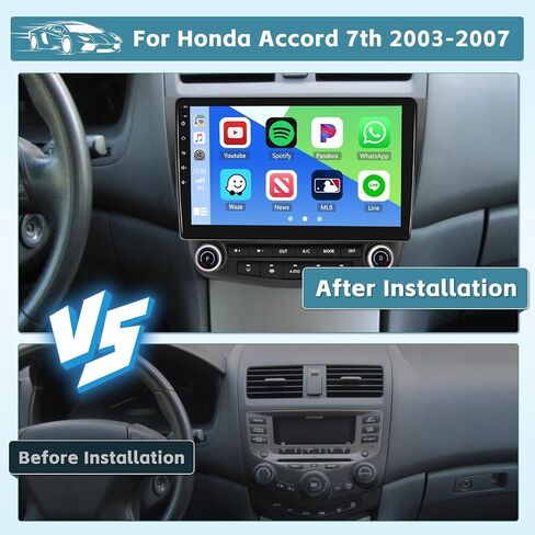 4G+64G Android 13 Car Stereo for 2003-2007 Honda Accord 7th Radio with Wireless Apple Carplay Android Auto, 10.1 Inch IPS Touch Screen, Bluetooth GPS WiFi 36EQ DSP FM RDS SWC+Mic, AHD Backup Camera in Saudi Arabia