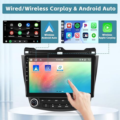 4G+64G Android 13 Car Stereo for 2003-2007 Honda Accord 7th Radio with Wireless Apple Carplay Android Auto, 10.1 Inch IPS Touch Screen, Bluetooth GPS WiFi 36EQ DSP FM RDS SWC+Mic, AHD Backup Camera in Saudi Arabia