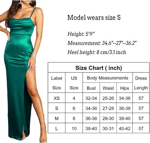 Women Satin Evening Night Out Maxi Dress Sleeveless Spaghetti Cowl Neck Ruched Bodycon High Slit Formal Dresses in Saudi Arabia