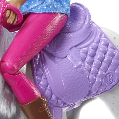 Barbie Doll and Horse, Bendable Brunette Doll with Riding Outfit and Boots, White Horse with Saddle, Bridle and Reins in Saudi Arabia