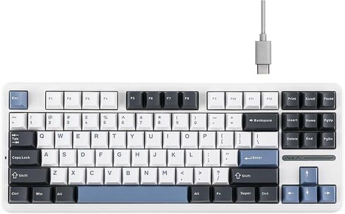 EPOMAKER x Aula F87 Wired Mechanical Keyboard, 87 Keys Compact TKL Gasket Gaming Keyboard, Hot Swappable Custom Keyboard with Five-Layer Padding, Full RGB (Smoke Blue, Graywood V3/V4 Switch) in Saudi Arabia