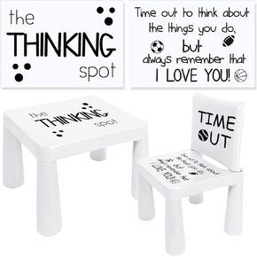 2 Pack Time Out Chairs Sticker Child Toddler Early Education Sticker by Times Overtime Chair Decoration Wall Stickers Vinyl for Boy Girl Nursery Home Decoration